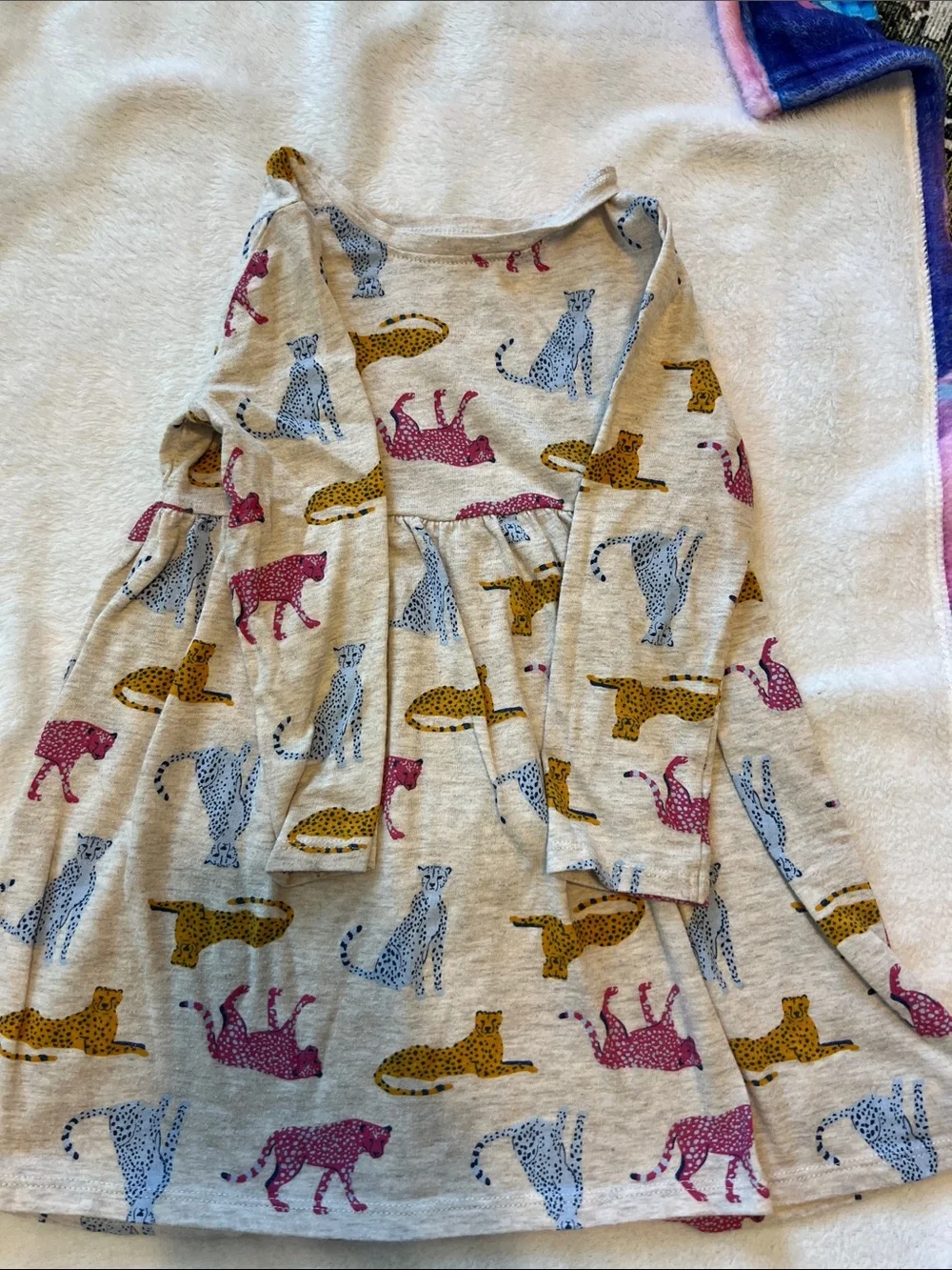 Old Navy Long-Sleeve Girls' Animal Print Dress Top - Pink, Blue, Mustard